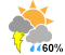 Chance of showers. Risk of thundershowers (60%)