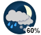 Chance of rain showers or flurries (60%)