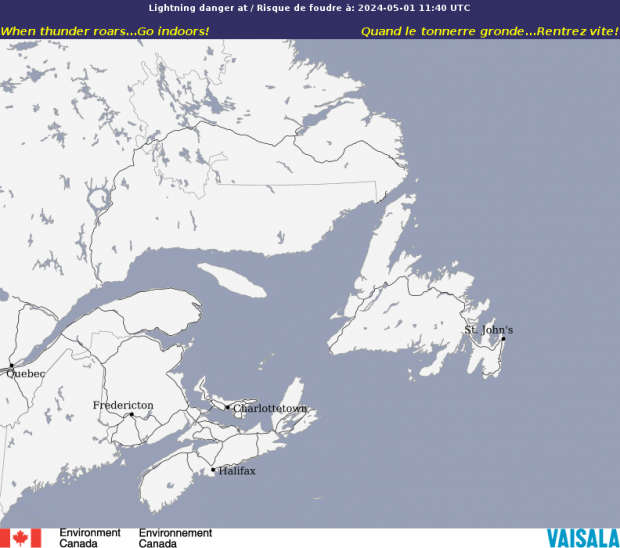 Canadian Lightning Danger Map  - Atlantic - Environment Canada